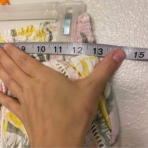 Briggs Linen rayon Pull-On floral summer Shorts Pocket Drawstring hi rise boho S - Picture 6 of 9